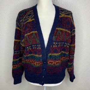 Vintage Mohair Blend Cozy Southwestern Vibes Cardigan Sweater Size L